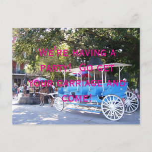 Invitación de fiesta con caballo y carruaje