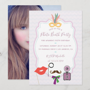 Invitación de fiesta con cabina de fotos