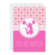 Invitación de fiesta con diamantes de cuadros rosa