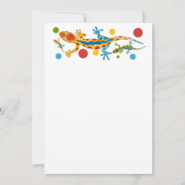 Invitación de fiesta con diseño de gecko colorido