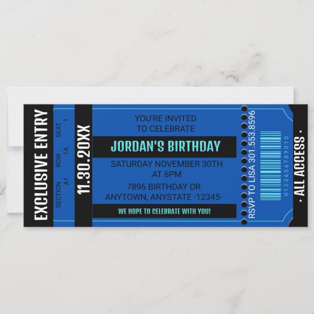 Invitación de fiesta con entrada | Invitación para (Anverso)