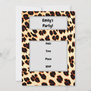 Invitación de fiesta con estampado de leopardo