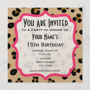 Invitación de fiesta con estampado de leopardo dor