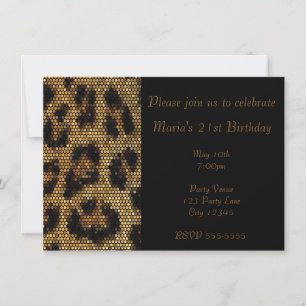 Invitación de fiesta con estampado de leopardo gue