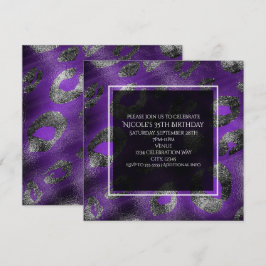 Invitación de fiesta con estampado de leopardo púr