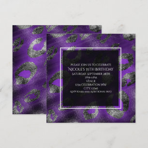 Invitación de fiesta con estampado de leopardo púr