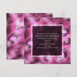 Invitación de fiesta con estampado de leopardo ros