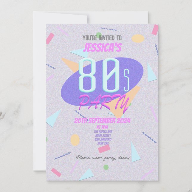 Invitación de fiesta con estampado geométrico de l (Anverso)