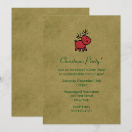 Invitación de fiesta con ilustración de reno de Na