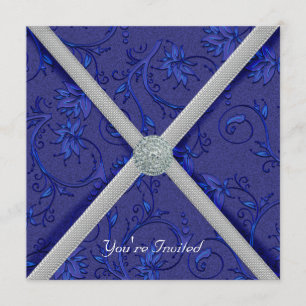 Invitación de fiesta con joyas azul marino