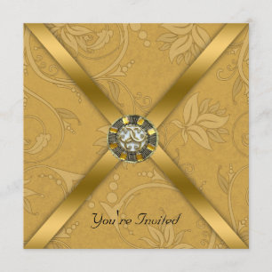 Invitación de fiesta con joyas de oro