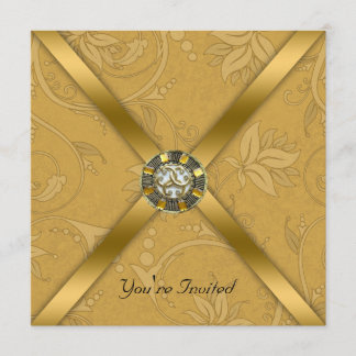 Invitación de fiesta con joyas de oro