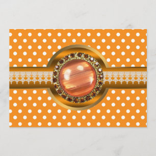 Invitación de fiesta con joyas naranjas