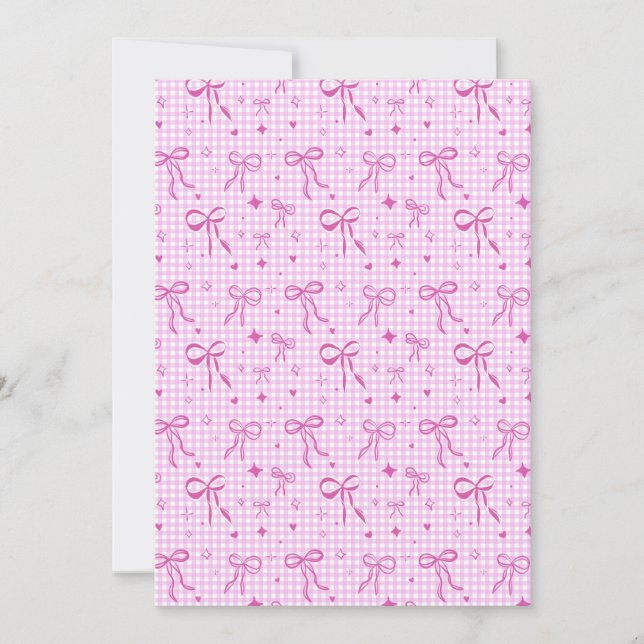 Invitación de fiesta con lazo rosa (Anverso)
