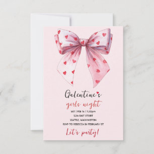Invitación de fiesta con lazo rosa de Galentines