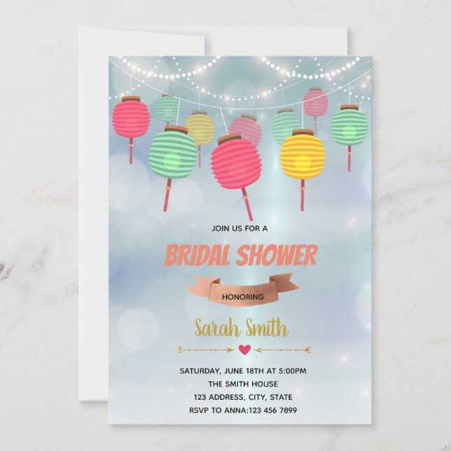 invitación de fiesta con linterna de papel (Anverso)