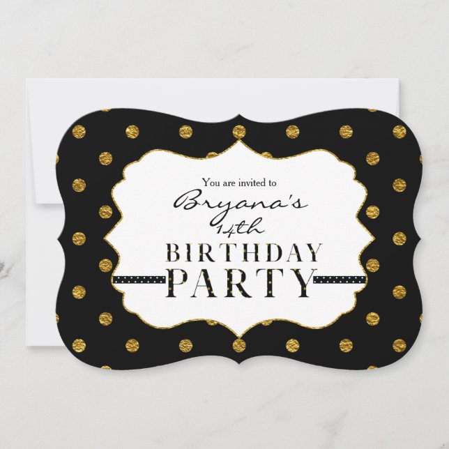 Invitación de fiesta con lunares de papel de alumi (Anverso)