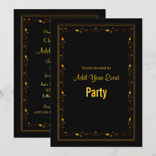 Invitación de Fiesta con Marco Ornamentado Negro y