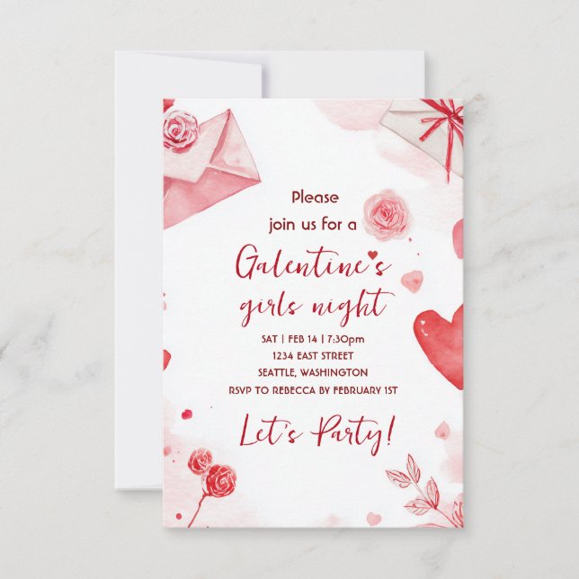 Invitación de fiesta con patrón de amor personaliz (Anverso)