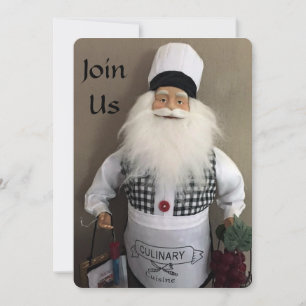 INVITACIÓN DE FIESTA CON SANTA COMO CHEF