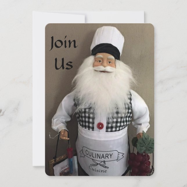 INVITACIÓN DE FIESTA CON SANTA COMO CHEF (Anverso)