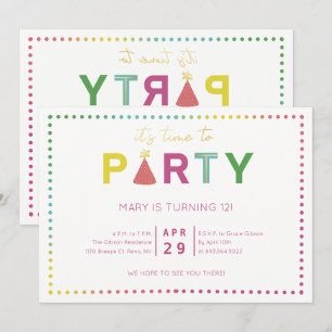 Invitación de fiesta con sombrero de fiesta de lun