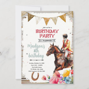 Invitación de fiesta con tema de derby floral