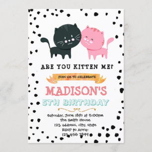 invitación de fiesta con tema de gato lindo