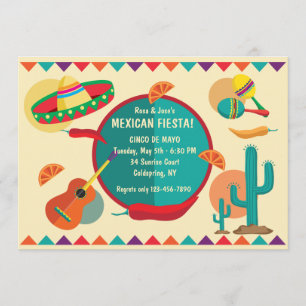 Invitación de fiesta con tema mexicano Cinco de Ma