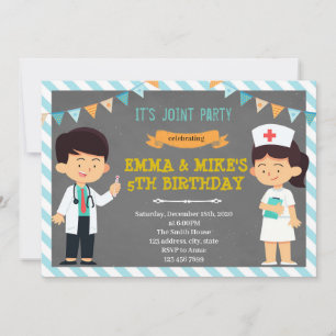 Invitación de fiesta conjunta de médico y enfermer