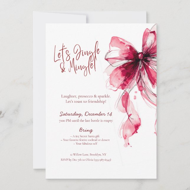 Invitación de fiesta Coquette Bow Friendsmas (Anverso)