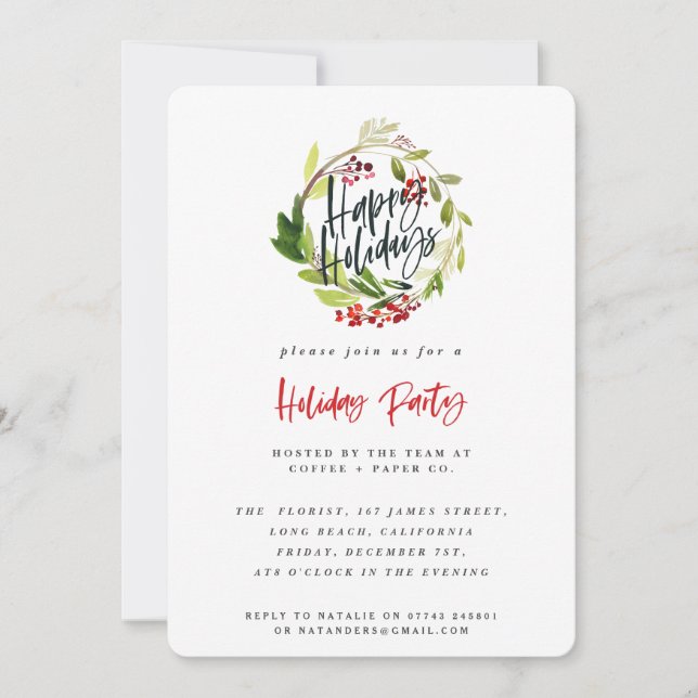 Invitación de fiesta corporativa de Felices Fiesta (Anverso)
