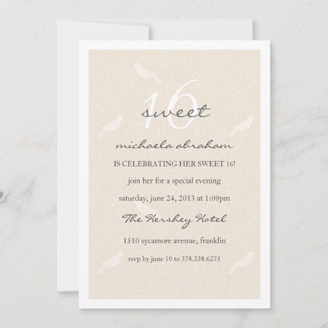 invitación de fiesta Cream Chic Sweet 16 (Anverso)