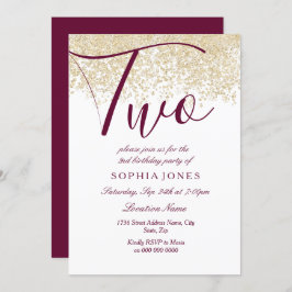 Invitación de fiesta de 2º cumpleaños de Purpurina