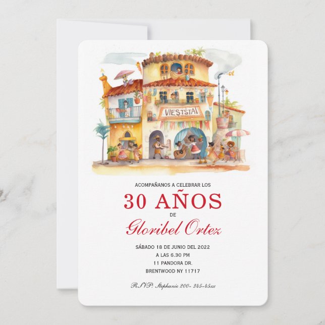 Invitación de Fiesta de 30 Años Mujer (Anverso)