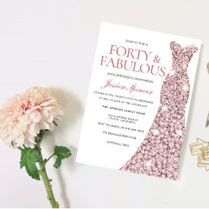 Invitación de Fiesta de 40 cumpleaños con vestido