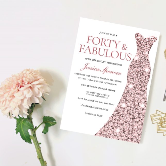 Invitación de Fiesta de 40 cumpleaños con vestido  (Subido por el creador)