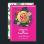 Invitación de fiesta de 80 años rosa tropical<br><div class="desc">CUALQUIER EDAD.Todo el texto es editable. Moderna y moda color rosa y dorado invitación tropical para cualquier evento.
Excelente para celebraciones en verano. Con hojas tropicales y flores de hibisco. Consigue esta invitación y edita ahora!</div>