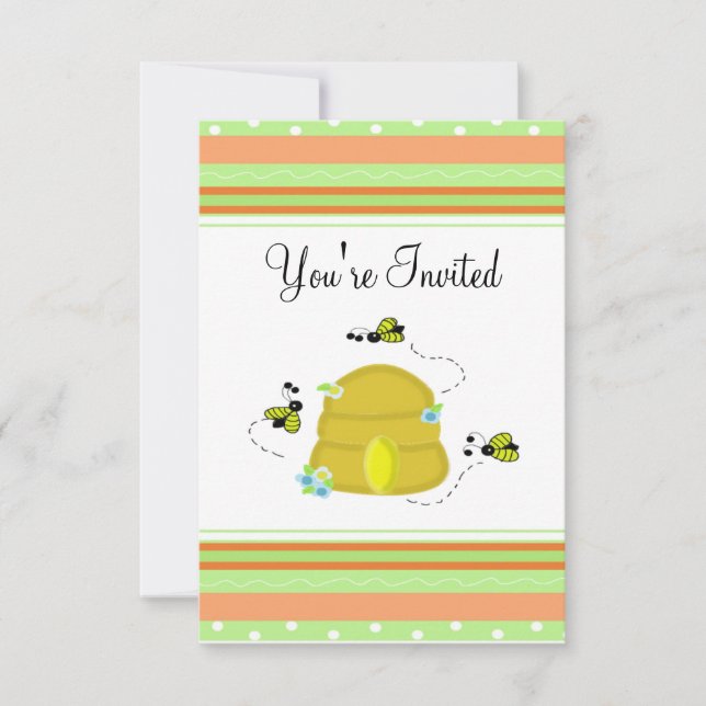 Invitación de fiesta de abeja bumble linda (Anverso)