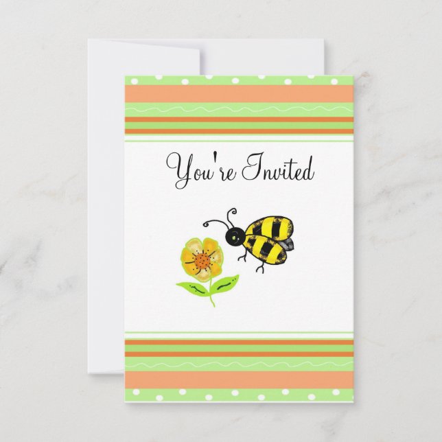 Invitación de fiesta de abeja bumble linda (Anverso)