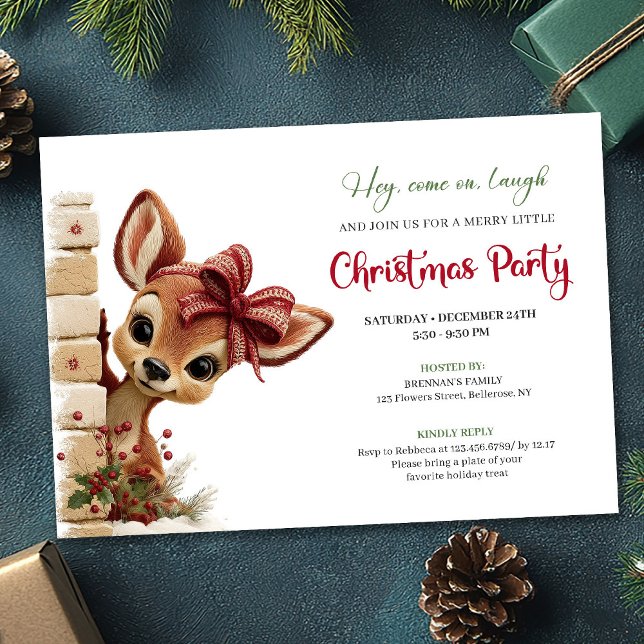 Invitación de fiesta de acuarela de dibujos animad (Unique Baby Fawn Cute Cartoon Watercolor Party Invitation

)