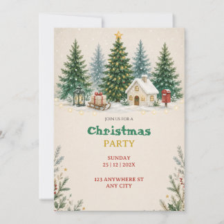 Invitación de fiesta de acuarela de Navidad