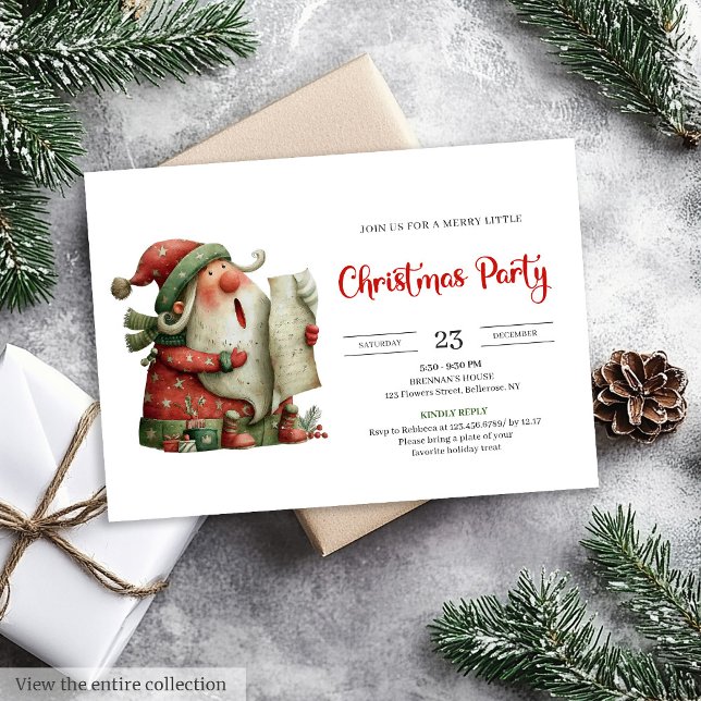 Invitación de fiesta de agua tinta de Papá Noel co (Santa Claus Humor Trendy Watercolor Party Invitation

)