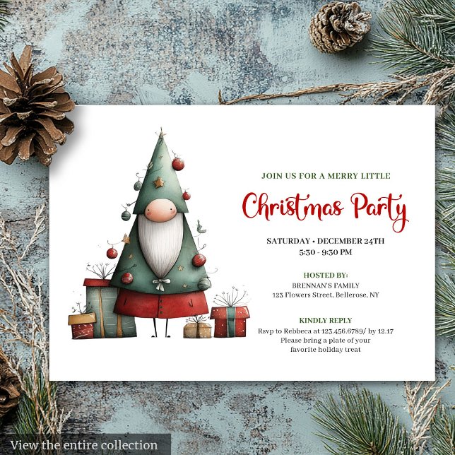 Invitación de fiesta de agua tinta de Papá Noel di (Playful Funny Santa Watercolor Christmas Invitation)