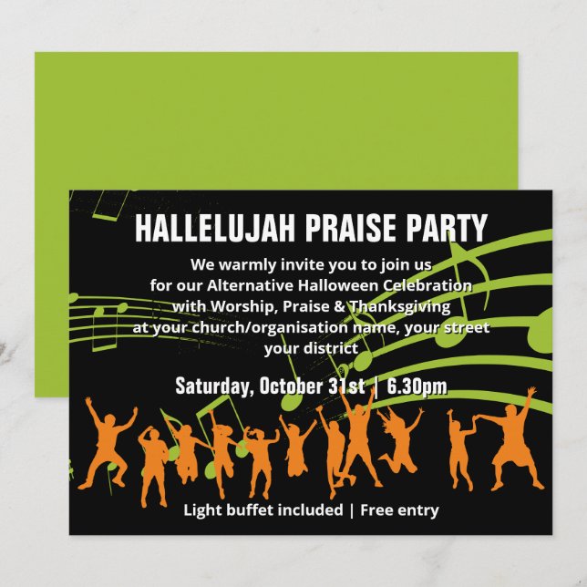 Invitación de fiesta de alabanza de Halloween alte (Anverso / Reverso)
