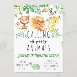 invitación de fiesta de animales de la selva