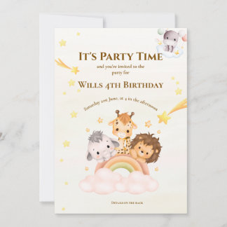 Invitación de fiesta de animales de safari para ni