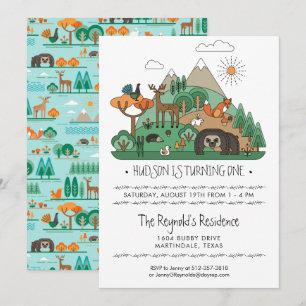 Invitación de fiesta de animales del bosque