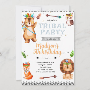 Invitación de fiesta de animales tribales