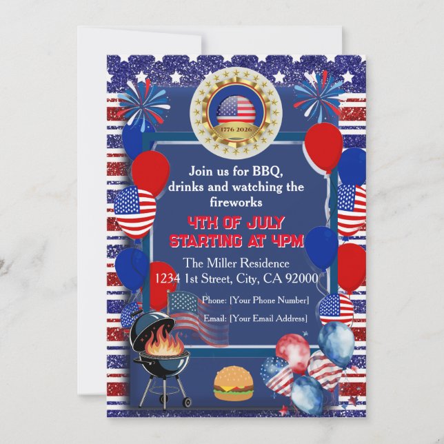 Invitación de Fiesta de Aniversario 250 de América (Anverso)